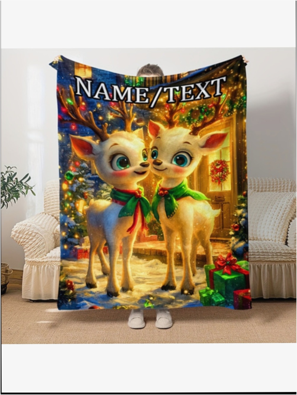 custom volleyball jerseys | item picture 1 comfortable customizable christmas reindeer blanket per